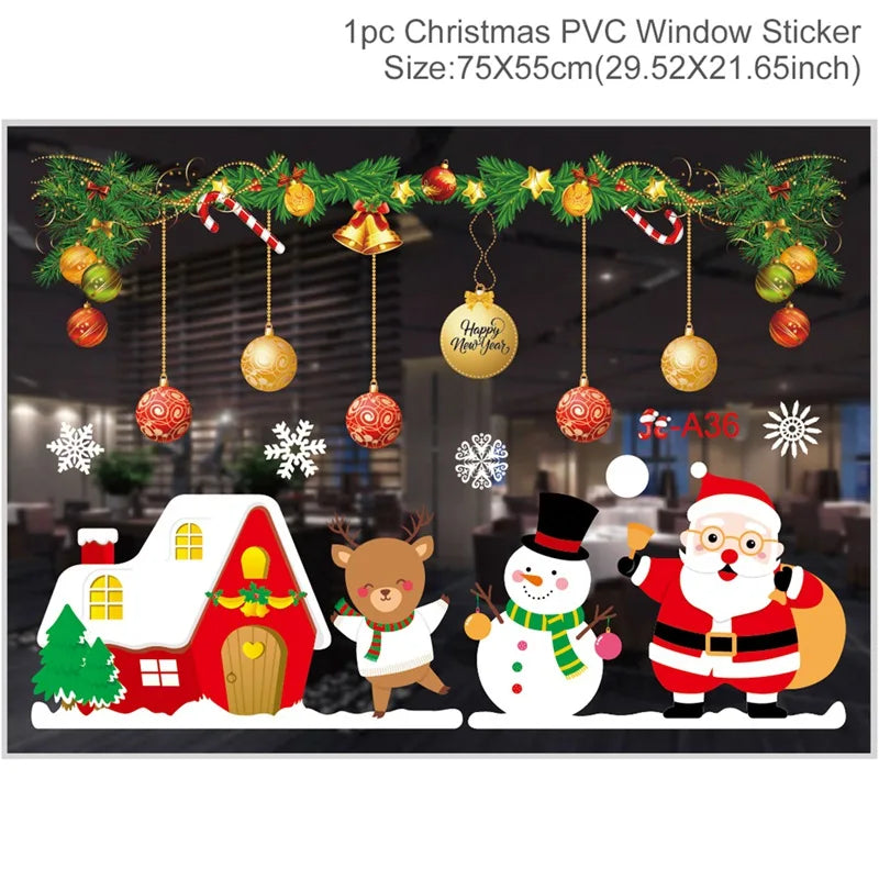 Festivia Weihnachtsfensteraufkleber | Wand- & Fensterdeko „Merry Christmas“ | Abnehmbare Weihnachtssticker für Zuhause | 2024–2025 Deko & Geschenkidee