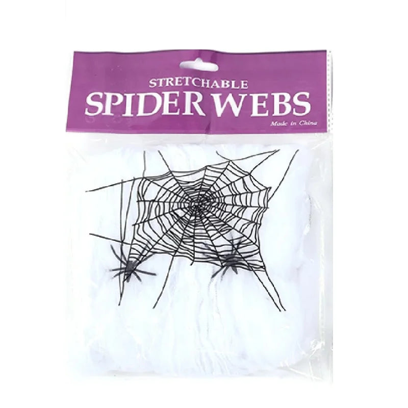 Halloween-Spinnennetz Deko CreepyWeb | Dehnbare Kunst-Spinnweben | Gruselige Party- & Hausdeko | Weiß