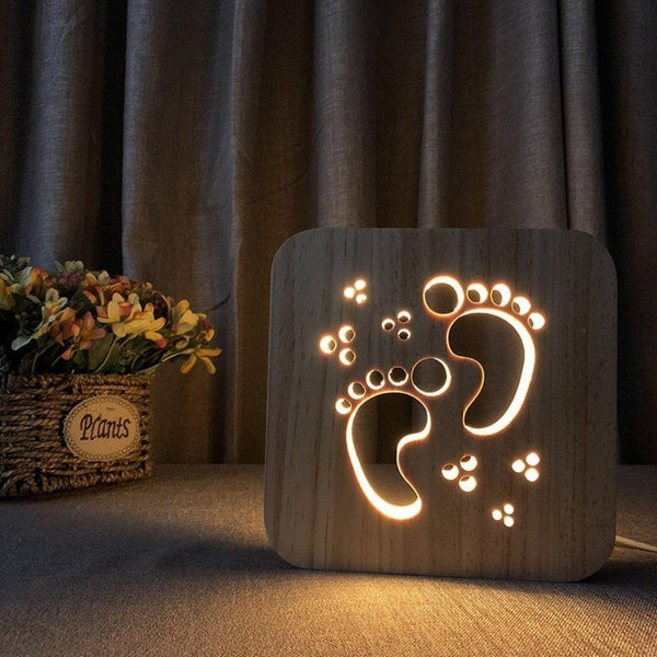 LumiPfote 3D Tischlampe Hund | Warmes LED-Licht | USB-Betrieben | Holzdesign