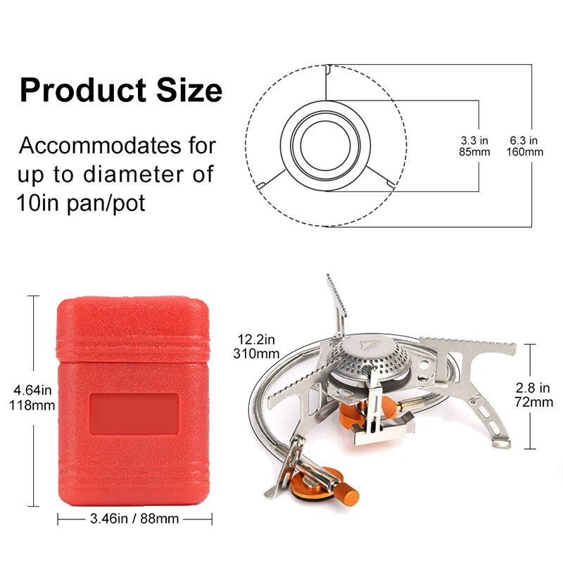 FlameTrek Gaskocher | Kompakt & Leistungsstark | Für Outdoor, Camping & Trekking | Inkl. Transportbox