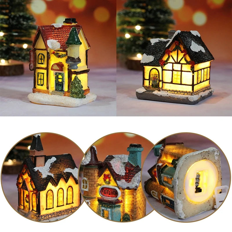 LumiCasa | Weihnachts-Haus Nachtlicht | LED Mini Häuser Deko | Harzfigur mit Batterie für Kinderzimmer, Wohnzimmer & Festtage