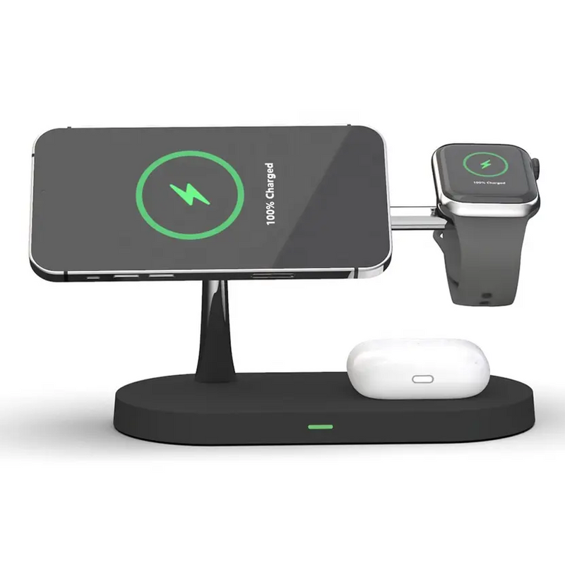 ChargeSphere 3-in-1 Wireless Ladegerät | Smartphone, Smartwatch & Earbuds | USB-C | Überladeschutz