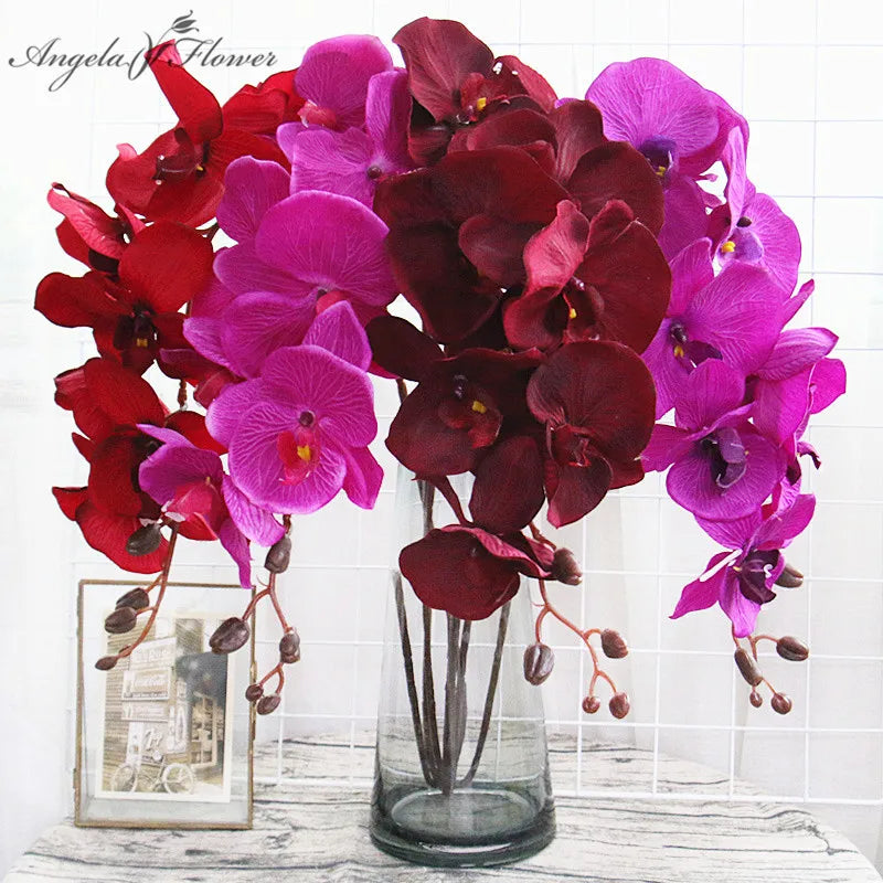 Künstliche Schmetterlings-Orchidee | 8 Blüten | Seide | 68–105 cm | Hochzeit & Wohn-Deko