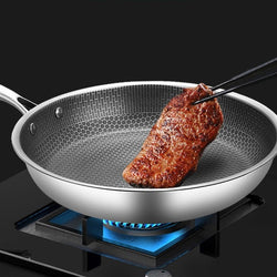 Chefverro Edelstahl-Antihaft-Bratpfanne mit Wabenstruktur | Für alle Herdarten inkl. Induktion | Kratzfest & Spülmaschinengeeignet
