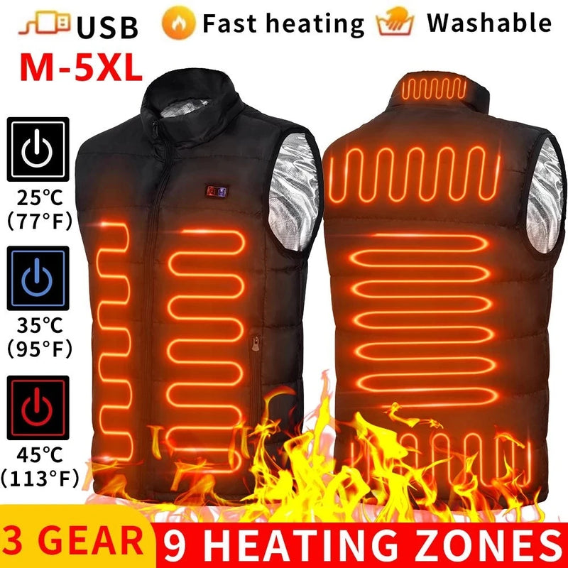 Beheizbare Jacke mit 9 Heizbereichen | USB-Wärmejacke für Damen & Herren | Graphen-Heiztechnologie für Outdoor, Camping & Sport | ThermoVenture
