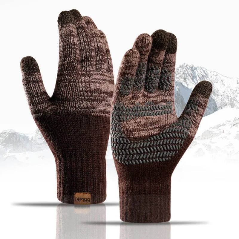 Nordvail | Herren Strickhandschuhe | Rutschfest & Touchscreen-fähig | Gefüttert mit Samt | Elastisch & Warm für Herbst & Winter