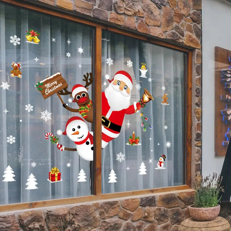 Festivia Weihnachtsfensteraufkleber | Wand- & Fensterdeko „Merry Christmas“ | Abnehmbare Weihnachtssticker für Zuhause | 2024–2025 Deko & Geschenkidee