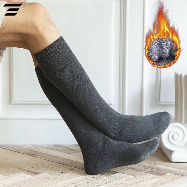 ThermoFlex Pro | 3 Paar Herren Winter Kompressionsstrümpfe | Kniehoch & Wärmeisolierend | Verdickte Frottee-Socken Größe 38–44