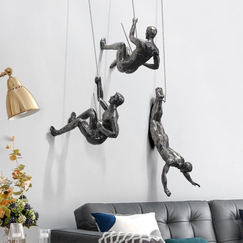 Wandskulptur ClimbArtis | Symbol für Stärke & Wachstum | Handgefertigt aus Harz & Eisendraht