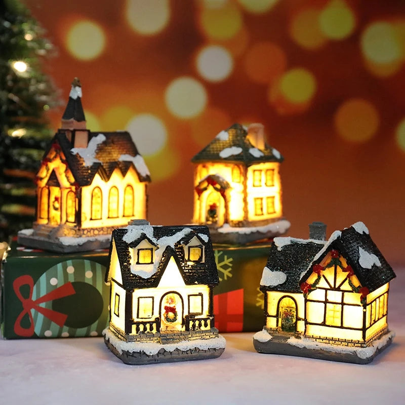 LumiCasa | Weihnachts-Haus Nachtlicht | LED Mini Häuser Deko | Harzfigur mit Batterie für Kinderzimmer, Wohnzimmer & Festtage