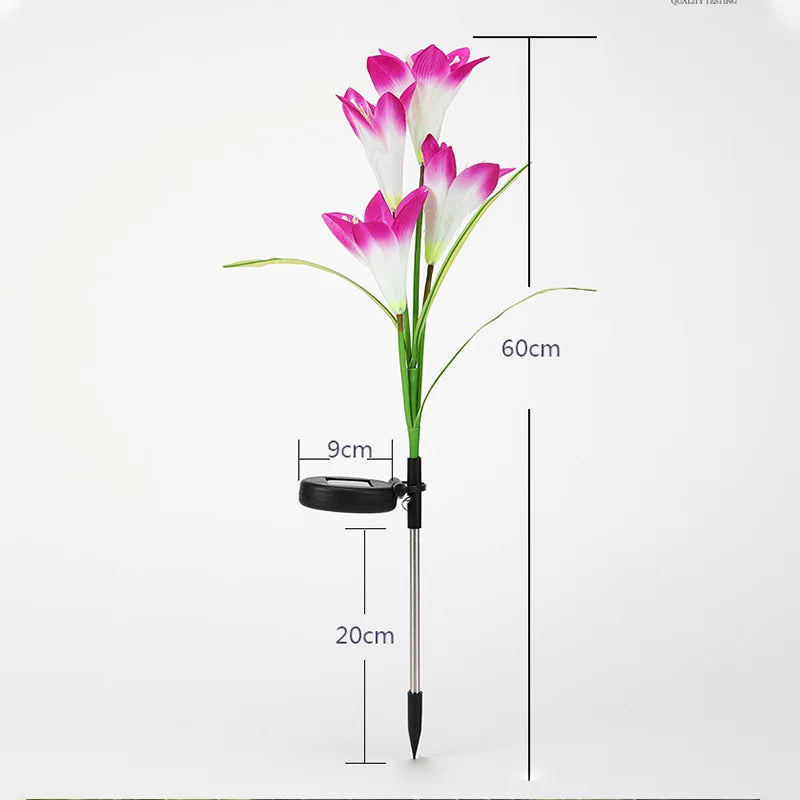 Floravera SolarBloom Solar Gartenlichter LED Lilien | Dekoleuchte mit Lichtsensor | Für Hof, Rasen & Feste | Rot & Lila