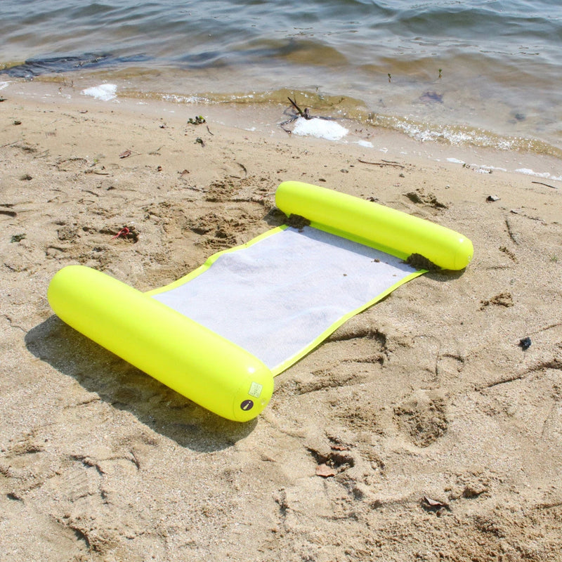 AQUAVIVA Wasserhängematte aufblasbar | 130×70 cm | Faltbare Pool-Liege mit Rückenlehne | Schwimmbett für Pool, Strand & Urlaub