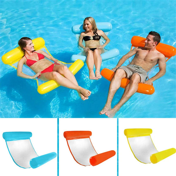 AQUAVIVA Wasserhängematte aufblasbar | 130×70 cm | Faltbare Pool-Liege mit Rückenlehne | Schwimmbett für Pool, Strand & Urlaub