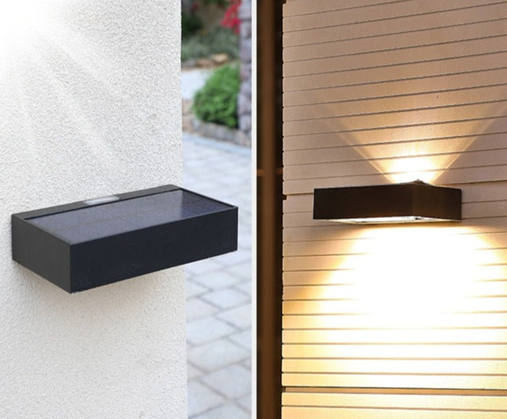 Solar-Außenleuchte LumiRise | Up & Down Light | Aluminium & Glas | Mit Dämmerungssensor | IP65 Wetterfest