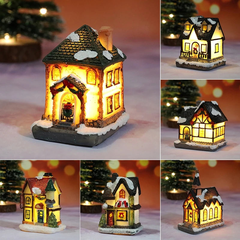 LumiCasa | Weihnachts-Haus Nachtlicht | LED Mini Häuser Deko | Harzfigur mit Batterie für Kinderzimmer, Wohnzimmer & Festtage
