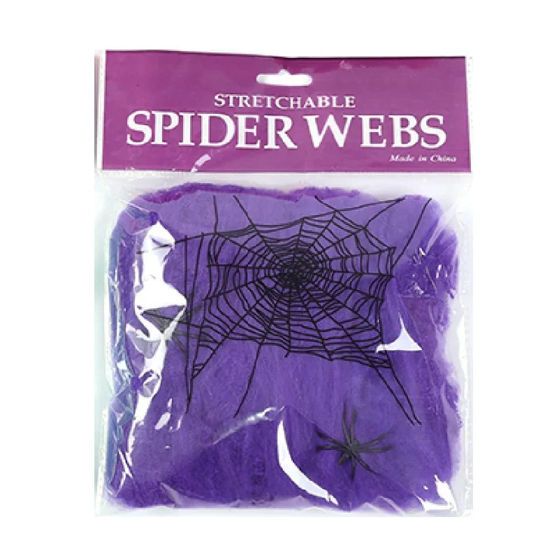 Halloween-Spinnennetz Deko CreepyWeb | Dehnbare Kunst-Spinnweben | Gruselige Party- & Hausdeko | Weiß