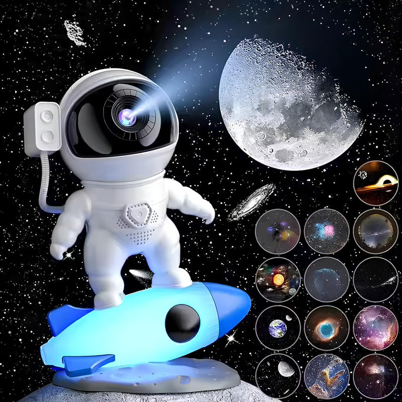 Projektor Lampe CosmoLume | 4K Galaxie- & Sternenhimmel-Projektion | Bluetooth Speaker & App-Steuerung | Raketendesign