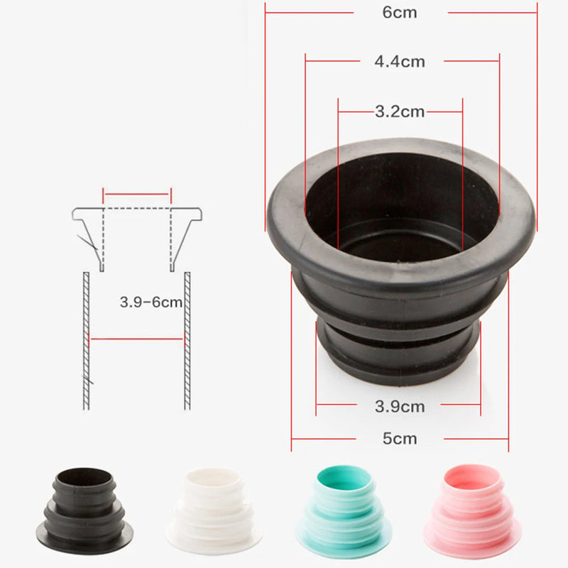 Drainiva Silikon-Abdichtungsring für Abflussrohre | Geruchsstopp & Rückfluss-Schutz | Für Küche, Bad, Waschmaschine – 6×3,9×3,8 cm