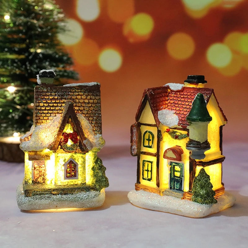 LumiCasa | Weihnachts-Haus Nachtlicht | LED Mini Häuser Deko | Harzfigur mit Batterie für Kinderzimmer, Wohnzimmer & Festtage