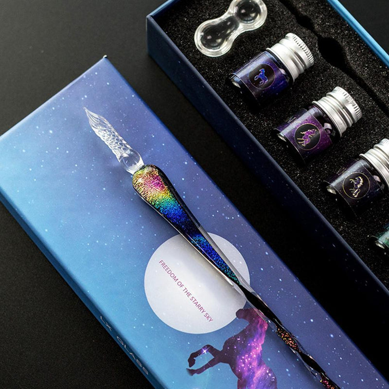 PrismWriter - Handgefertigter Kristall Kalligraphie Bleistift & Farben Set