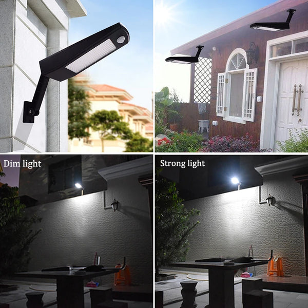 Lumenova SolarTech Solar LED Wandleuchte 900lm | 48 LEDs | 4 Beleuchtungsmodi | Bewegungsmelder & Drehbarer Arm | IP65 Wetterfest
