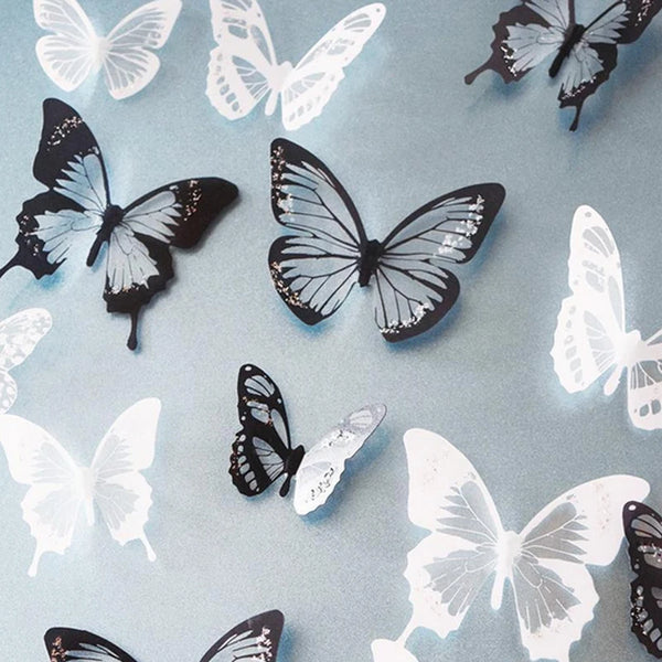 3D Schmetterlings-Wandsticker Miravela CrystalWings | 18er-Set wetterfeste Deko-Schmetterlinge aus PVC | Für Garten, Hochzeit & Wohnräume