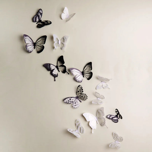 3D Schmetterlings-Wandsticker Miravela CrystalWings | 18er-Set wetterfeste Deko-Schmetterlinge aus PVC | Für Garten, Hochzeit & Wohnräume