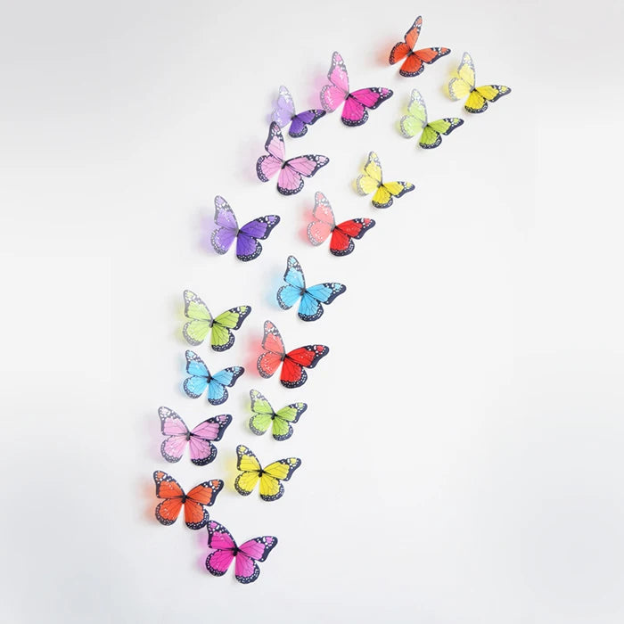 3D Schmetterlings-Wandsticker Miravela CrystalWings | 18er-Set wetterfeste Deko-Schmetterlinge aus PVC | Für Garten, Hochzeit & Wohnräume