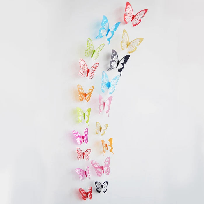 3D Schmetterlings-Wandsticker Miravela CrystalWings | 18er-Set wetterfeste Deko-Schmetterlinge aus PVC | Für Garten, Hochzeit & Wohnräume