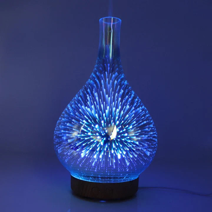 Vivalume Aromadiffusor mit LED | 3D-Glaseffekt & Ultraschallvernebelung | 500 ml Wassertank | Farbwechsel & Timer