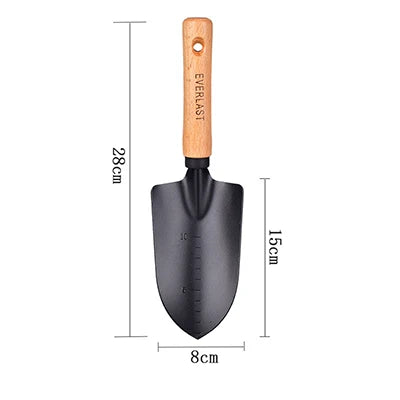 Floranta Gartenschaufel aus Carbonstahl | Handspaten mit Holzgriff | Für Blumen & Pflanzarbeiten | 28 cm