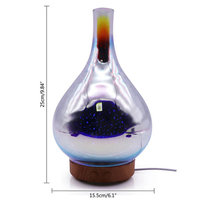 Vivalume Aromadiffusor mit LED | 3D-Glaseffekt & Ultraschallvernebelung | 500 ml Wassertank | Farbwechsel & Timer