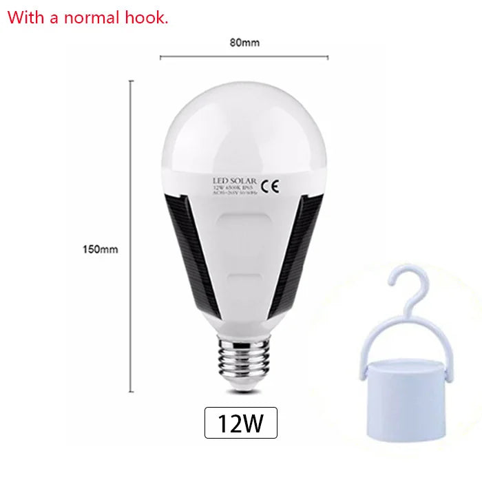 Solonight Solar LED Glühbirne mit E27 Fassung | 7W/12W | Wiederaufladbar & Wasserdicht | Für Camping, Garten & Notlicht