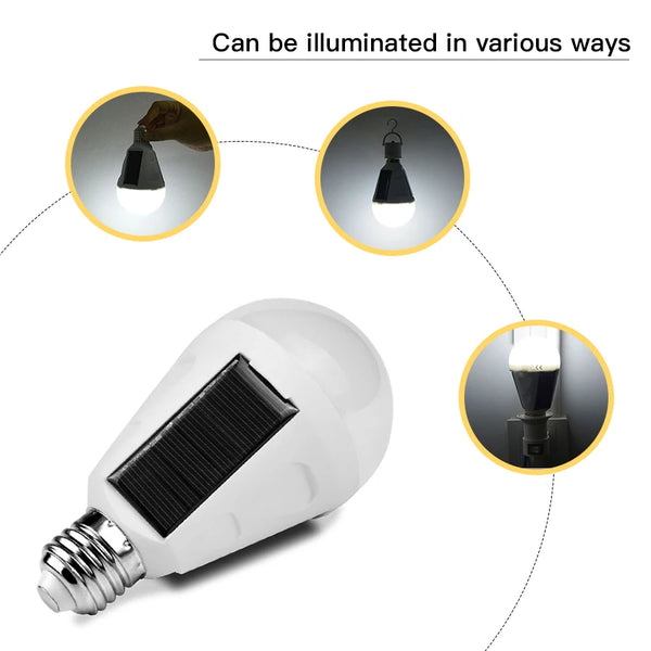 Solonight Solar LED Glühbirne mit E27 Fassung | 7W/12W | Wiederaufladbar & Wasserdicht | Für Camping, Garten & Notlicht