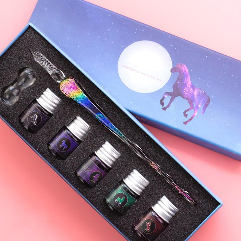 PrismWriter - Handgefertigter Kristall Kalligraphie Bleistift & Farben Set