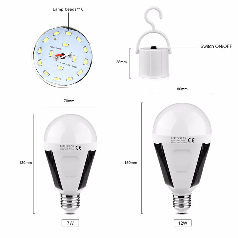 SunBeam ProLite Solar-LED-Lampe 7 W/12 W E27 tragbar & wasserdicht