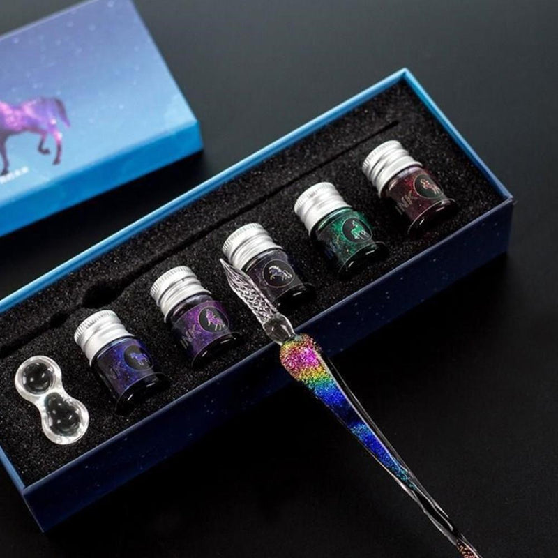 PrismWriter - Handgefertigter Kristall Kalligraphie Bleistift & Farben Set