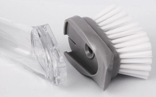 Cleanavo 2-in-1 Spülbürste mit Seifenspender & Wechselkopf | Langer Griff & Schaber | Für Töpfe, Pfannen & Geschirr