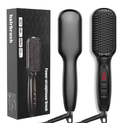 StylaPro HeatBrush Elektrische Glättbürste für Bart & Haar | 12 Temperaturstufen | LCD-Anzeige | Anti-Frizz & Ionen-Technologie