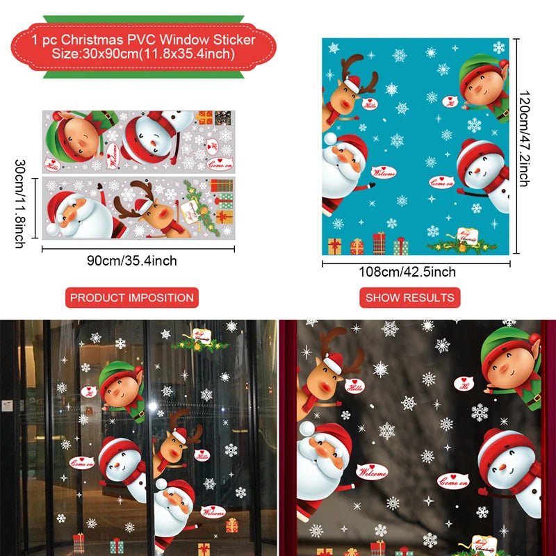 Festivia Weihnachtsfensteraufkleber | Wand- & Fensterdeko „Merry Christmas“ | Abnehmbare Weihnachtssticker für Zuhause | 2024–2025 Deko & Geschenkidee