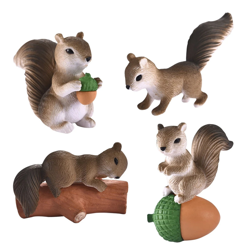 NuttyFriends Minis | Eichhörnchen Figuren Set | 4-teilig | Miniatur Tierfiguren | Deko & Spielset für Kinder & Zuhause