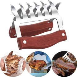 GrillWilde BBQ Fleischkrallen aus Edelstahl | Mit Holzgriff & Flaschenöffner | Ideal für Pulled Pork, Hähnchen & Grillfleisch
