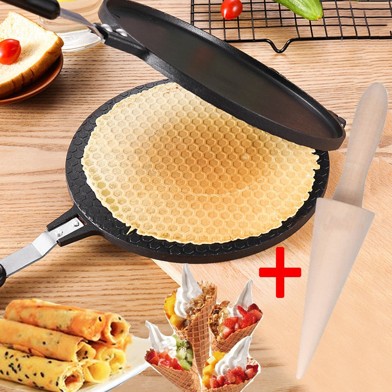 KüchenFreude Waffelpfanne mit Form | Schnelles Frühstücksvergnügen | Für Kinder & Familie | Edelstahl mit Antihaft-Griff