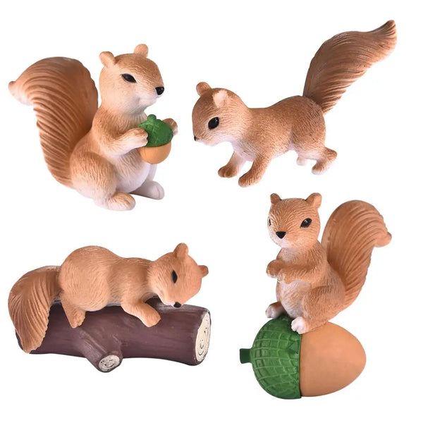 NuttyFriends Minis | Eichhörnchen Figuren Set | 4-teilig | Miniatur Tierfiguren | Deko & Spielset für Kinder & Zuhause