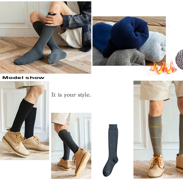 ThermoFlex Pro | 3 Paar Herren Winter Kompressionsstrümpfe | Kniehoch & Wärmeisolierend | Verdickte Frottee-Socken Größe 38–44