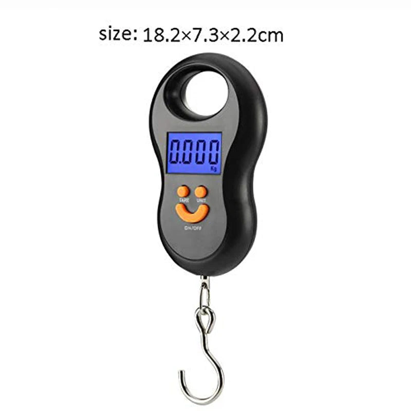 Wiegonix Digitale Hängewaage 50kg | Präzise & Kompakt | LCD-Anzeige mit Hintergrundbeleuchtung | Reise- & Angelwaage