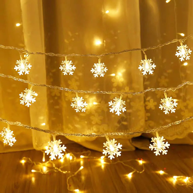 LumiFlake | LED Schneeflocken Lichterkette | Weihnachtsdeko & Lichtergirlande | Warmweiß, Weiß oder Bunt | Batteriebetrieben & USB