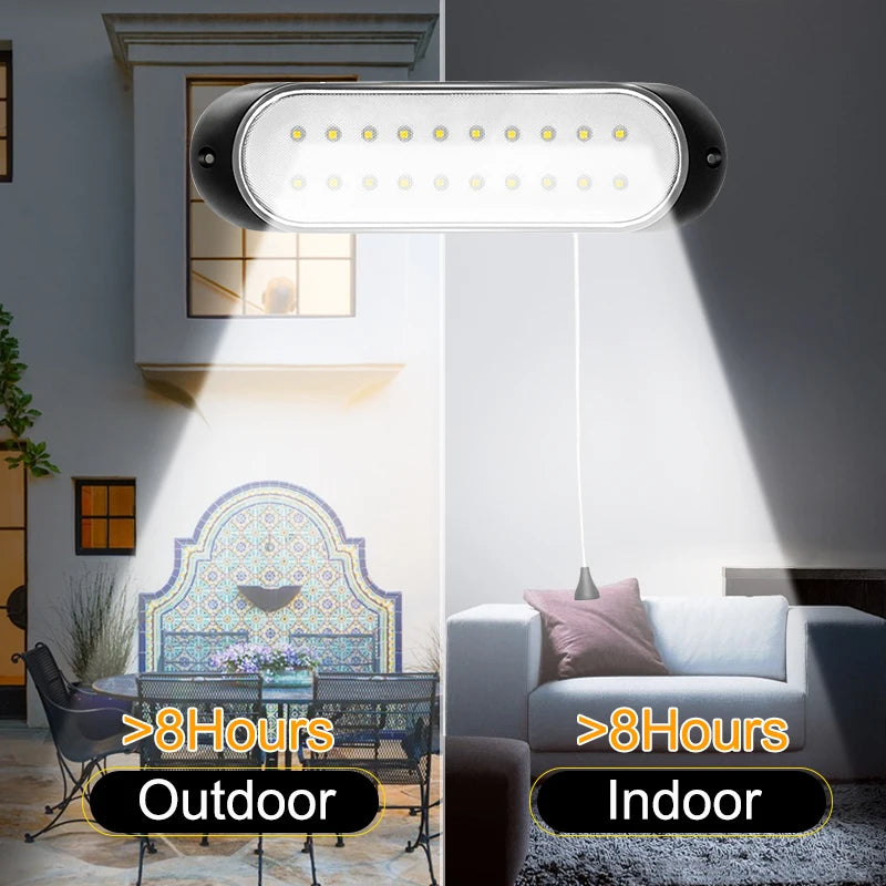Solithera Solarleuchte mit Zugschalter & 5 m Kabel | 20 LEDs | Innen & Außen | Wasserdicht IP44 | Für Garten, Schuppen & Balkon
