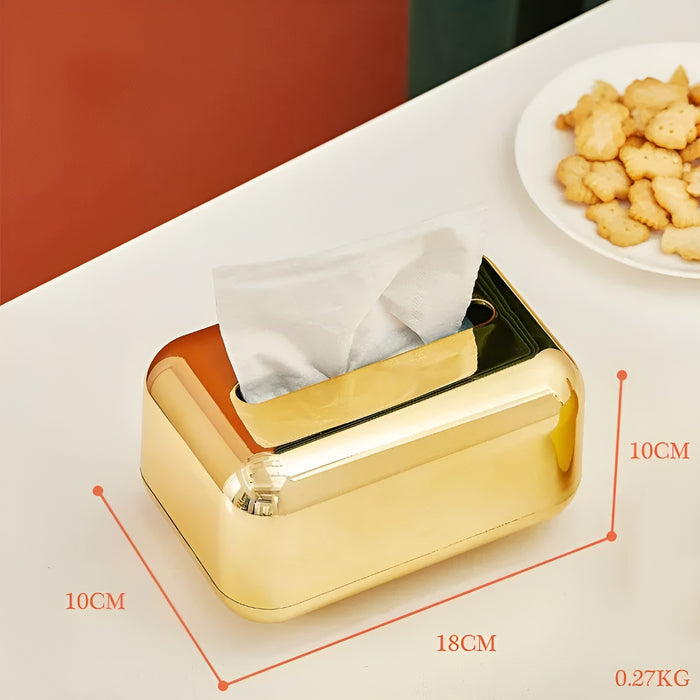 Luxurell Taschentuchbox | Spiegel-Gold Finish | Hochglanz Design | Stilvoll & Ordentlich
