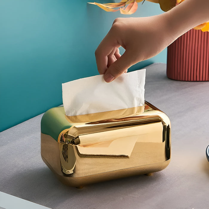 Luxurell Taschentuchbox | Spiegel-Gold Finish | Hochglanz Design | Stilvoll & Ordentlich